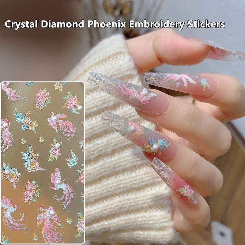 

3D Chinese Style Phoenix Mountain Cloud Flower Nail Stickers Design Decoration DIY Nail Art Decal Decoration Manicure Accesorie
