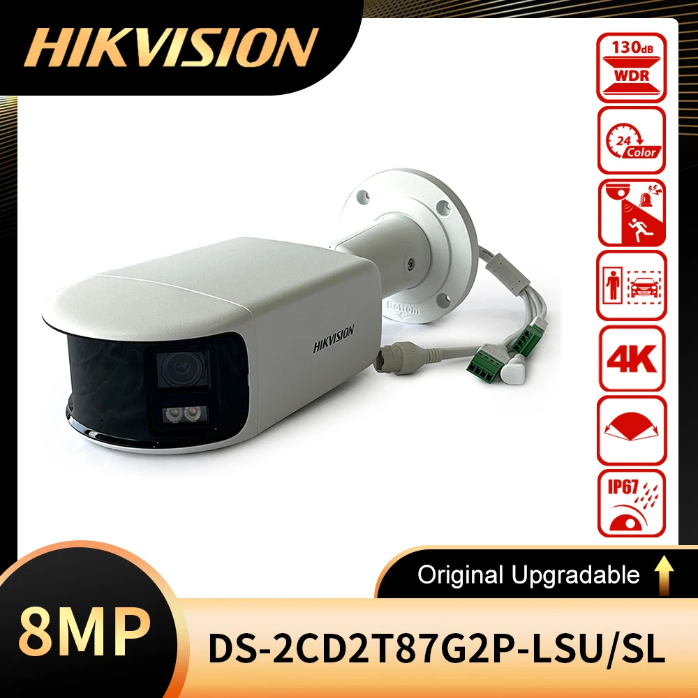 Original Hikvision DS-2CD2T87G2P-LSU/SL 4K 8MP POE Panoramic ColorVu AcuSense Strobe Light And Audio Alarm Bullet Network Camera