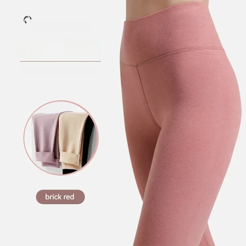 

Зимние женские бархатные утолщенные облегающие теплые базовые осенне-зимние удобные облегающие теплые брюки с высокой талией на животе