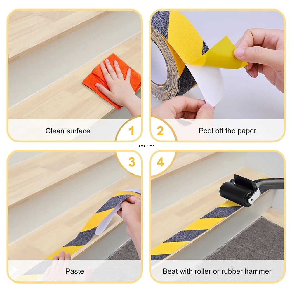 5cm*5m Anti-slip Tape Outdoor Sticker Elderly Yellow-Black Non Slip Strong Strip Adhesive Safety Film For Stair Floor Tread Step