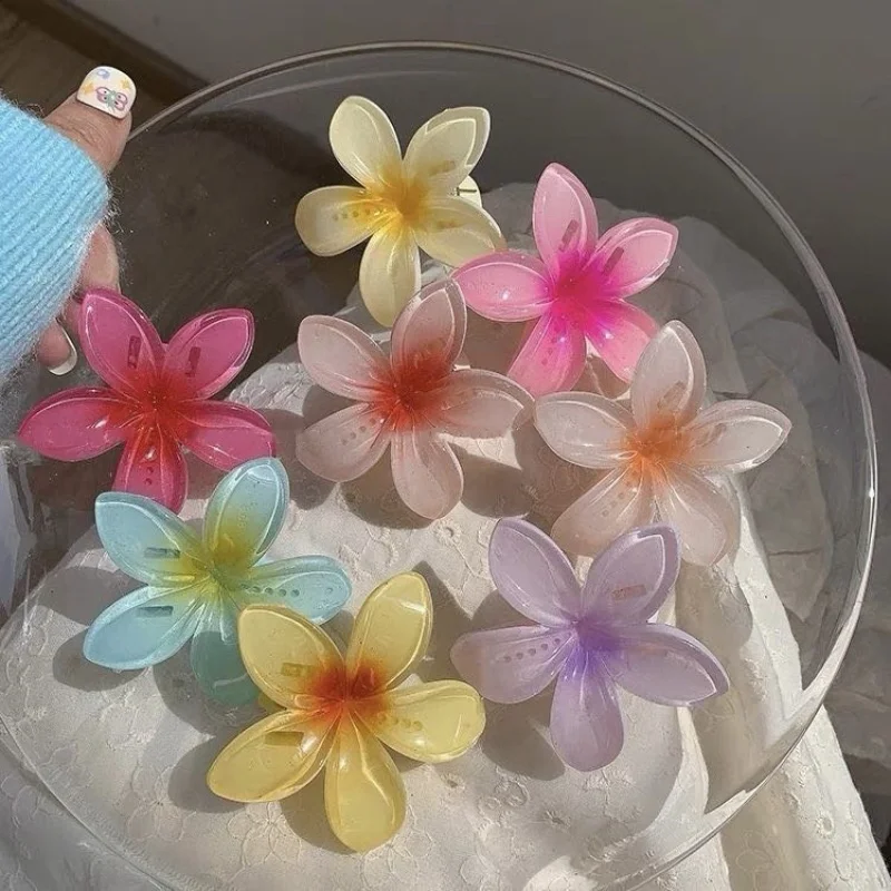 

Egg Flower Hair Clip Gradient Candy Color Hair Claw Acrylic Bohemia Hair Grab Beach Vacation Style Hair Accessories for Women