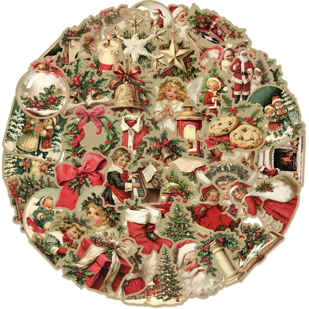 50PCS Vintage Weihnachtsbäume und Dekorationen Graffiti Aufkleber für Fahrrad Hand Konto Federmäppchen BulingBulingStickers Store