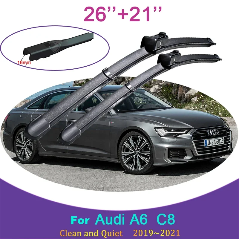 

Для Audi A6 C8 2019 2020 2021, резиновые щетки для очистки снега, безрамные бесшумные щетки для переднего лобового стекла, автомобильные аксессуары