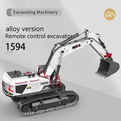 Huiner 1594 1/14 2.4GHz RC simulation alloy excavator 22-channel remote control excavator model children's toy gift