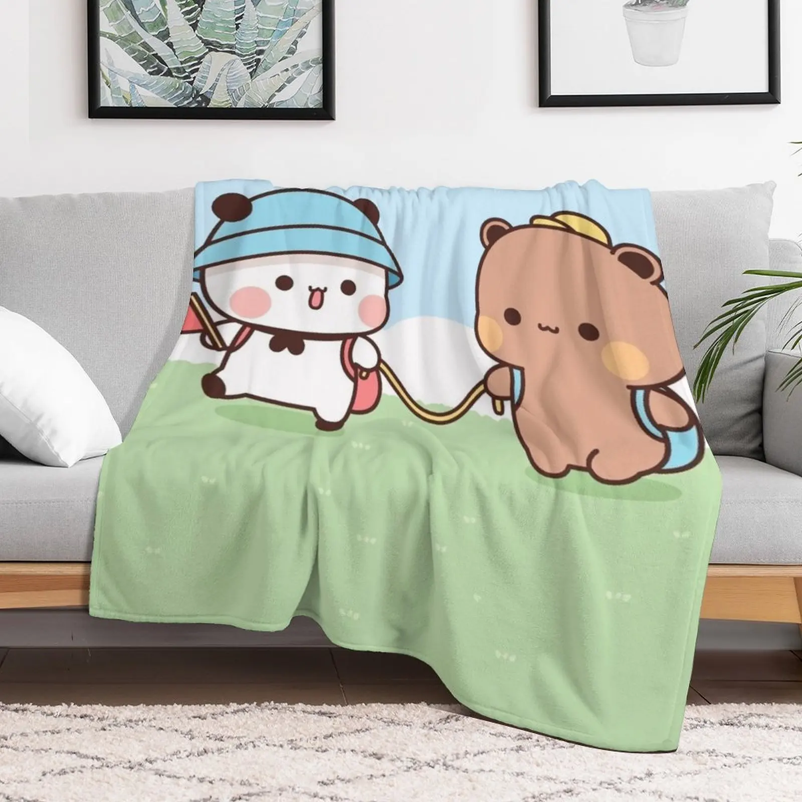 Panda And Brownie Bear Couple Throw Blanket Giant Sofa Blankets For Baby Cute Blankets