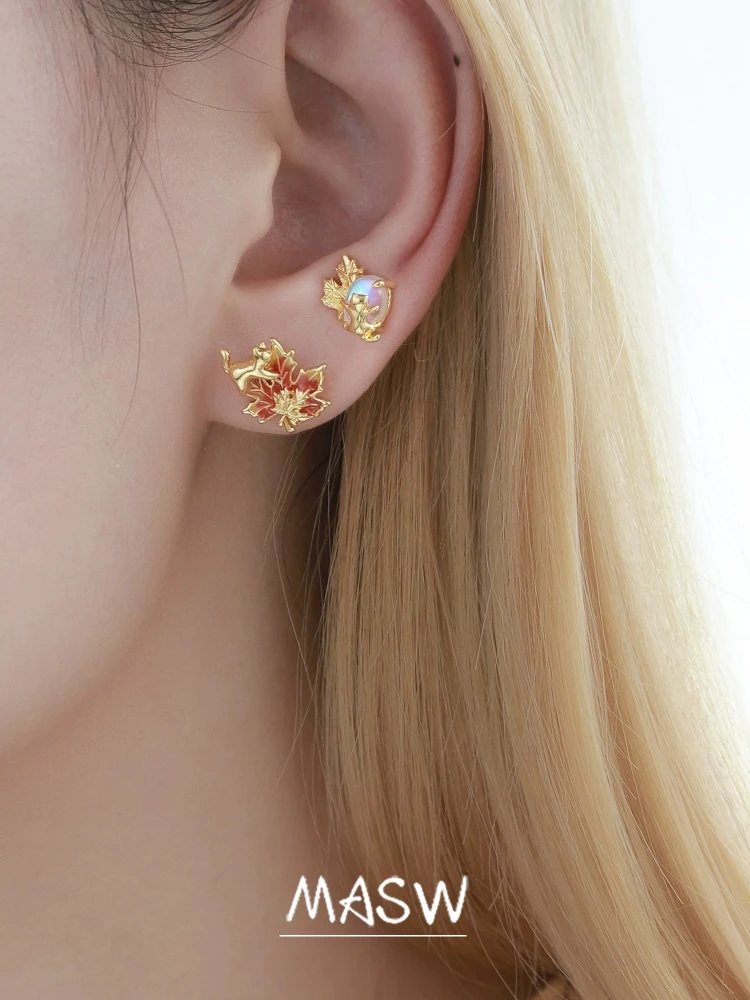 MASW Original Design Personality Lovely Maple Leaf Earrings For Women Party Gifts 2026 Trend New Accessories Fashion Jewelry