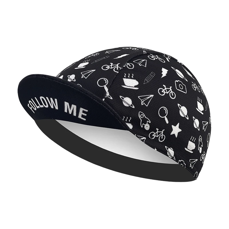 

Classic cycling cap, polyester sweat absorption, pop neutral black and white graffiti