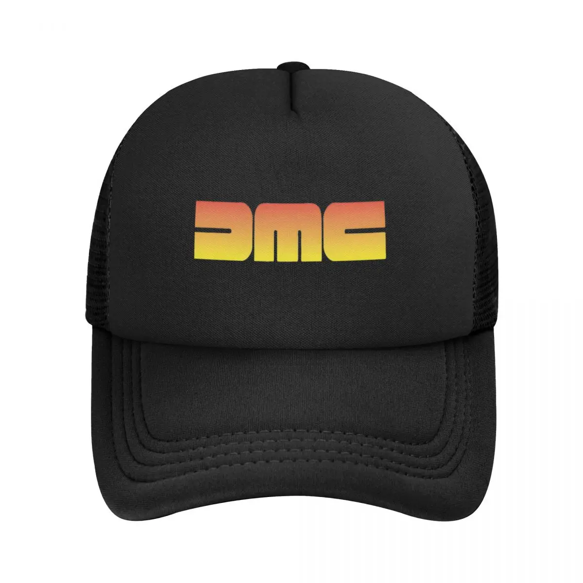 DMC Logo Trucker Hats Adult Hip-Hop Delorean-Motor Company Dad Hat Sun Hat Adjustable Polyester Mesh Baseball Caps Summer