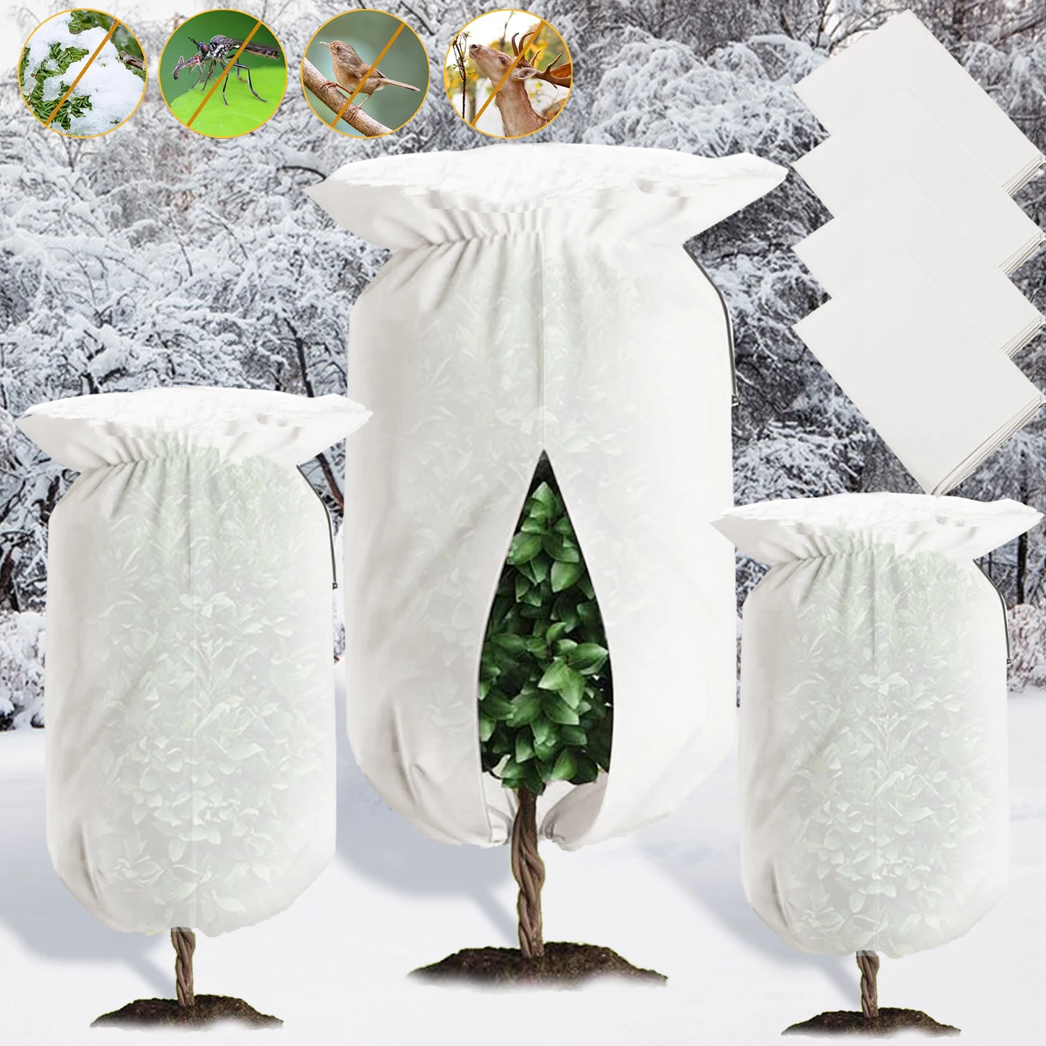

Огромные чехлы для растений, защита от замерзания, морозовая ткань для улицы, утолщенное зимнее одеяло на шнурке для деревьев от ветровых вредителей и животных