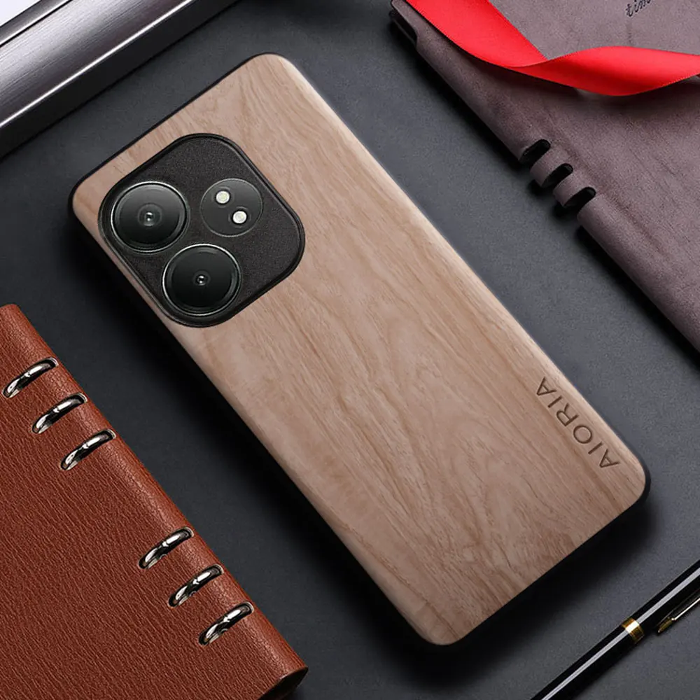 Case for Realme GT Neo 6 SE Neo 5 3T 2 2T Pro 5G funda bamboo wood pattern Leather cover for realme gt neo6 se neo5 3t 2t case