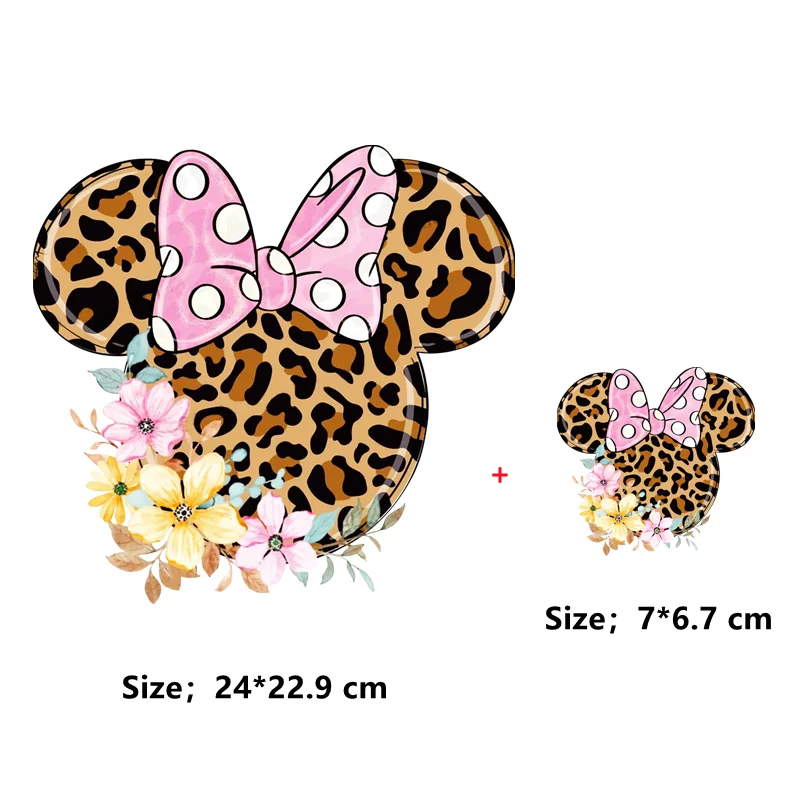 Minnie Mouse bow Patch for clothes DIY thermo-stickers for Girls printing stripes appliques