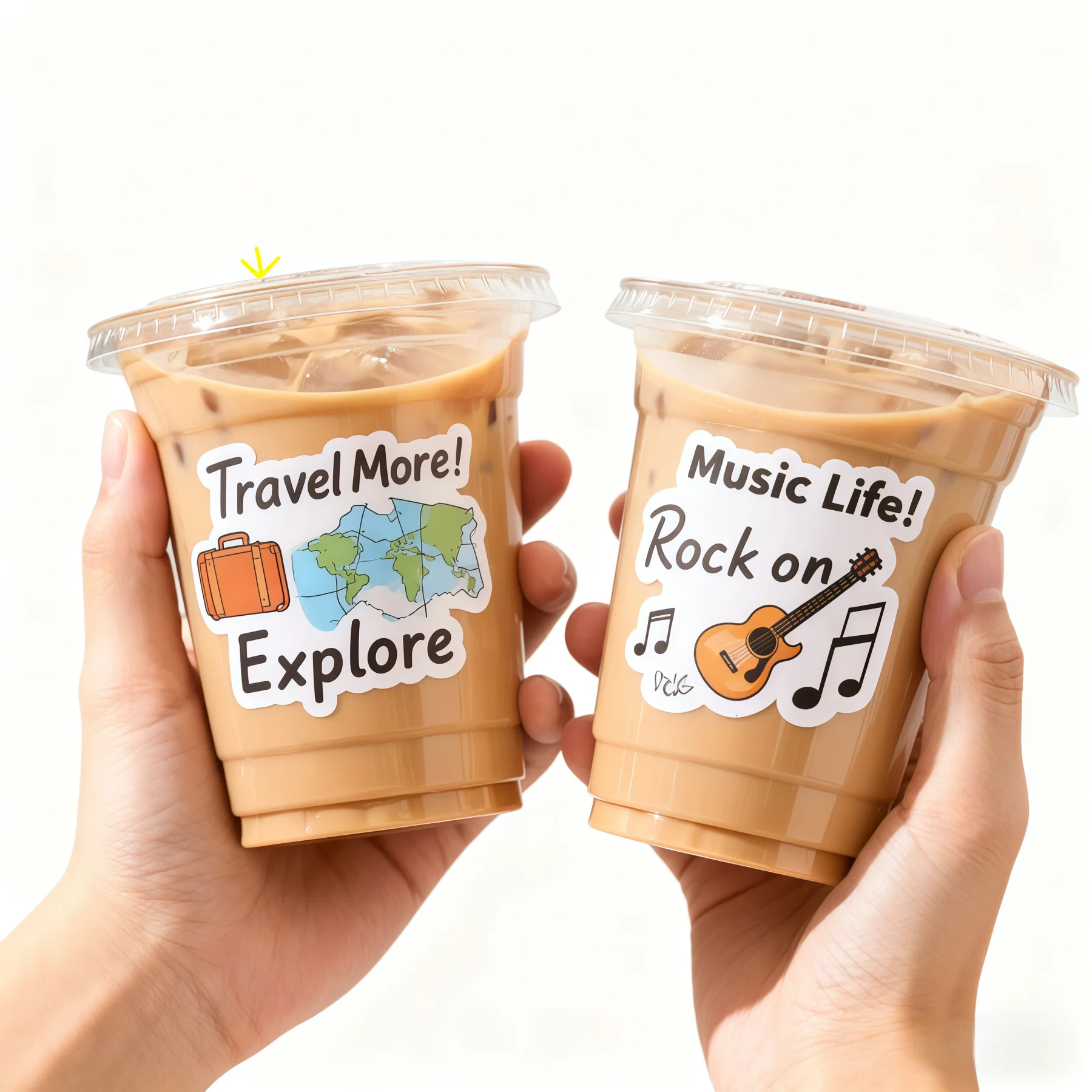 Custom Eco-Friendly Heat Resistant Stickers for Bubble Tea Cups Waterproof Beverage Labels with Printable Logo & QR Code - Detail 1