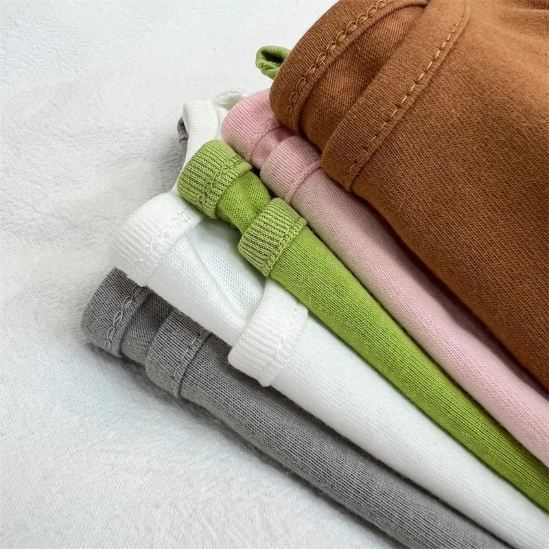 Reine Baumwolle Kinderkleidung Frühling Langarm T-Shirts Einfarbige Baby Jungen Mädchen Oberteile Lässige Kinder T-Shirts Herbst Unterzieh-Shirts – Detail 3