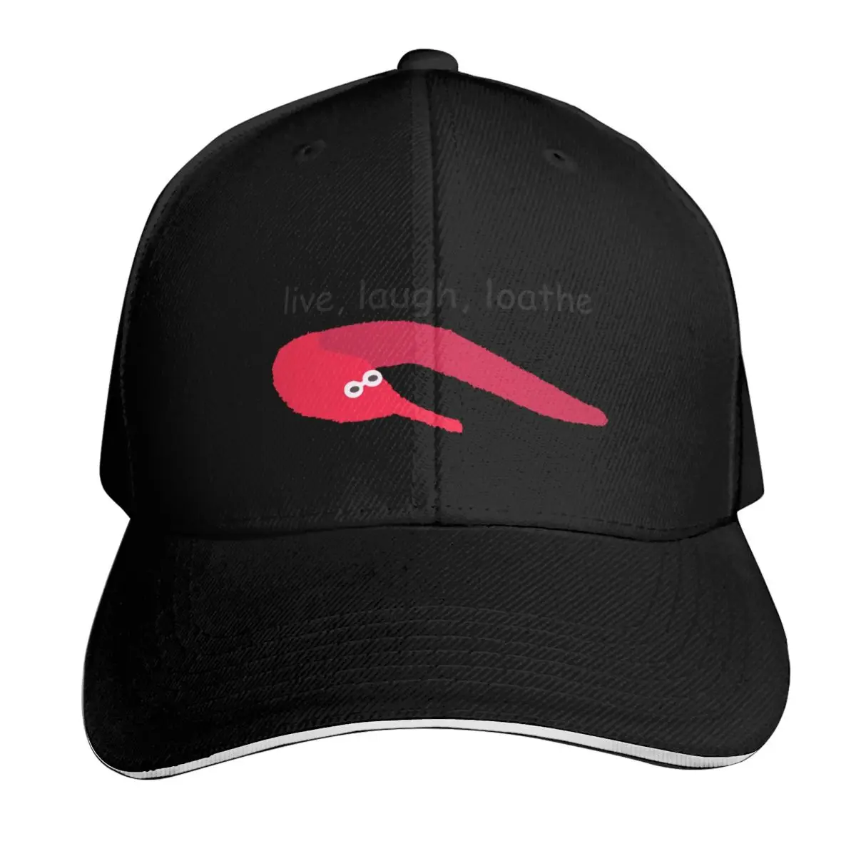 Live, Laugh, Loathe Worm On A String Baseball Cap Low Profile Unstructured Unisex for Men Women Outdoor Golf Running Hiking
