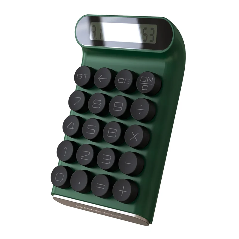 Retro Calculator Mechanical Keyboard Portable Computer 10 Digit LCD Display Financial Office Fashion Calculator-Green