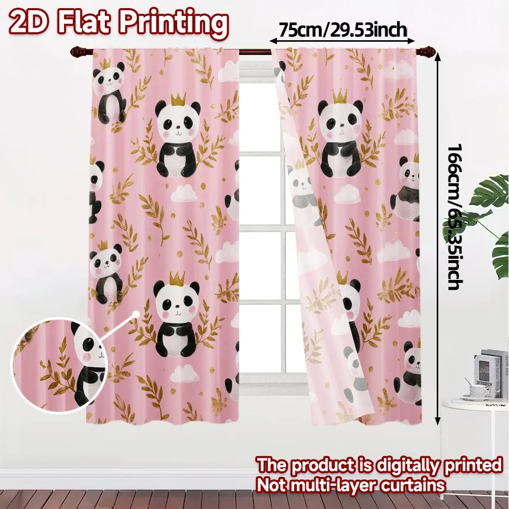 2pcs, 2D FLAT PRINTING Curtains (Without Rod) Panda Dreams Chic Print Curtains Versatile Fabric Curtains Decorations Inside