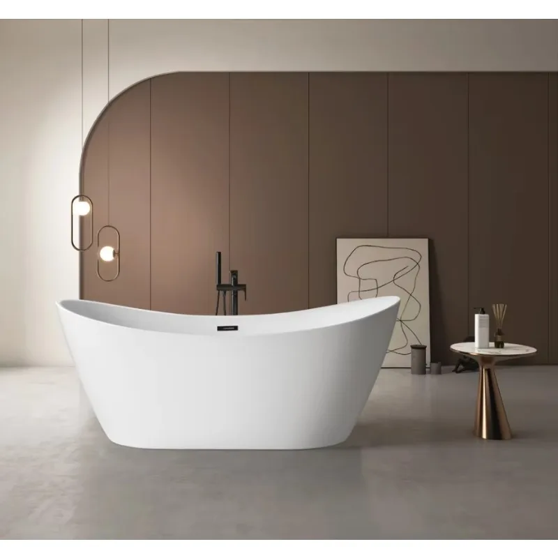 

Глянцевая акриловая отдельностоящая ванна овальной формы с сливом для ванной комнаты