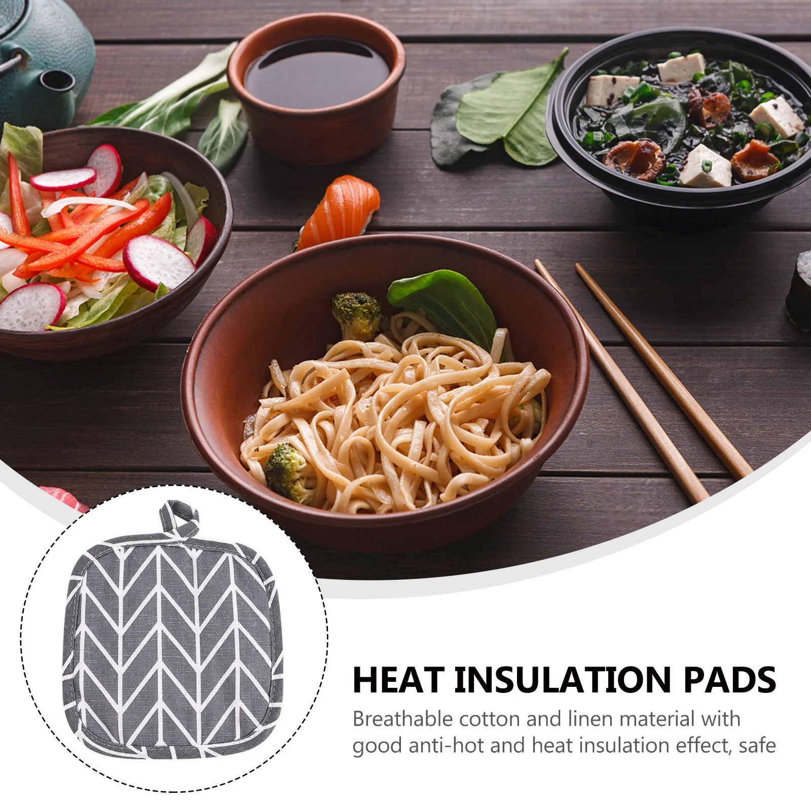 

4Pcs Gray Arrow Pattern Heat Resistant Table Mats Linen Cotton Non Slip Heat Insulation Pads Kitchen Table Mat