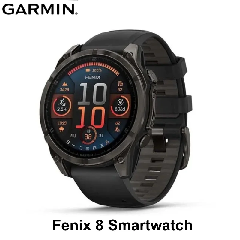 100% Фирменная Новинка Garmin Fenix 8 с сапфировым стеклом, спортивные часы, встроенный светодиодный фонарик, умные часы для пешего туризма, бега, марафона, 10 атм