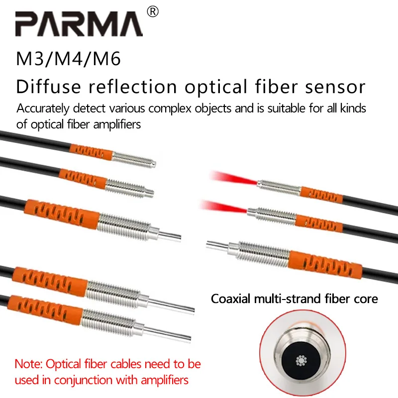 

M3 Optical fiber sensor, diffuse reflection, through-beam coaxial probe sensor, optical fiber amplifier wire, convex needle