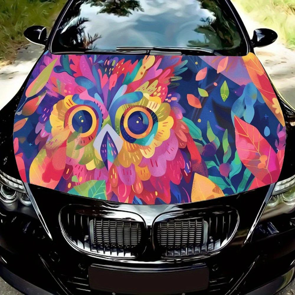 

Виниловая наклейка на капот автомобиля с ярким рисунком совы, наклейка на двигатель автомобиля, водонепроницаемая самоклеящаяся крышка для упаковки автомобиля, Univers