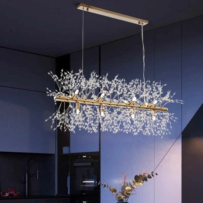 Modern Crystal Dandelion Chandelier Lighting G9 Living Dining Room Bedroom Restaurant Coffee Pendant Lamp Люстра Одуванчика