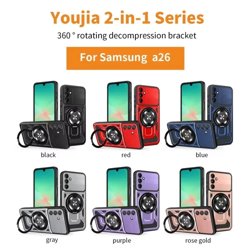 

Luxury Magsafe Magnetic Wireless Charging Armor Case For Samsung Galaxy A56 A36 A26 Military Finger Ring Holder Protective Case