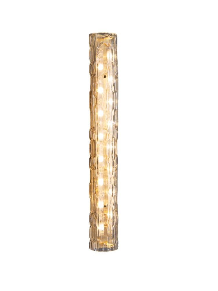 Minimal long glass LED wall lamp Bedroom bedside wall lamp All copper living room background wall Hotel corridor lamp 90~ 240v
