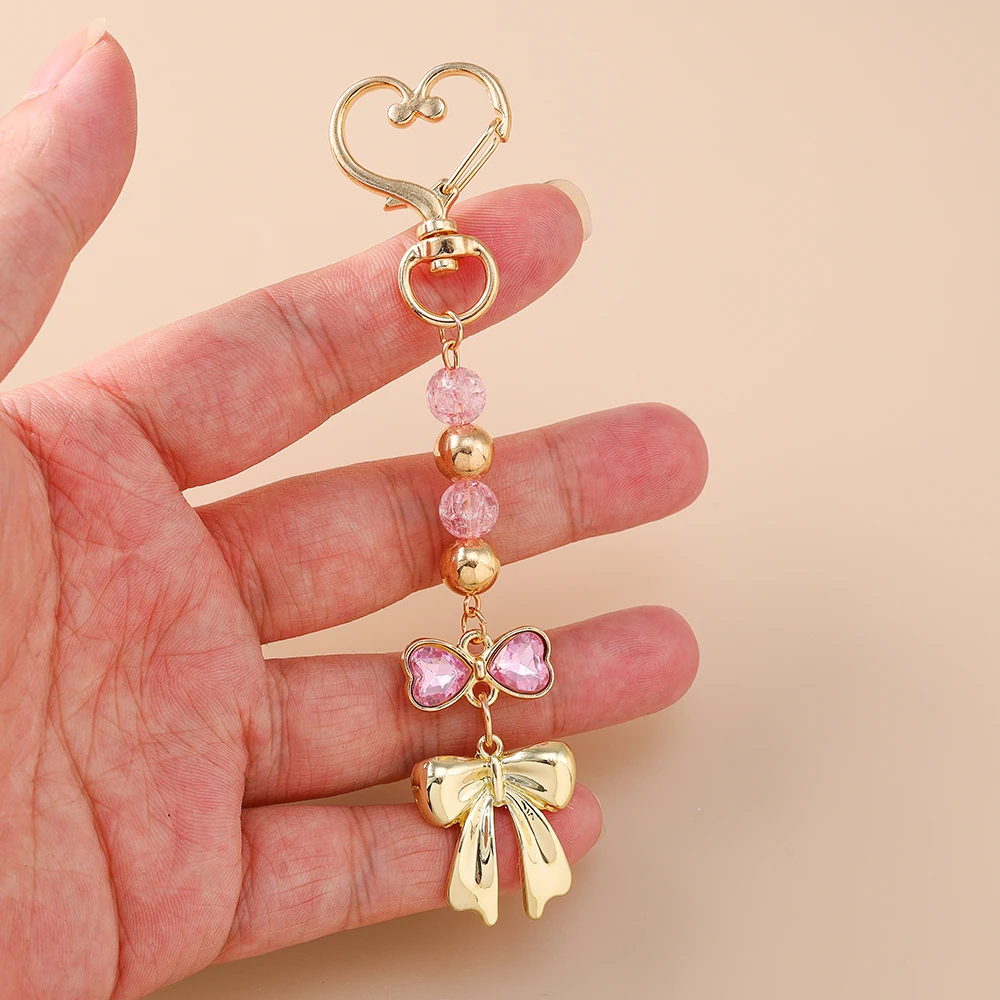 Aihua süße Y2K Metall Perle Liebe Herz Schleife Schlüsselanhänger für Frauen Mädchen Handtasche Anhänger DIY Schlüsselanhänger handgemachte Schmuck Geschenke – Detail 12