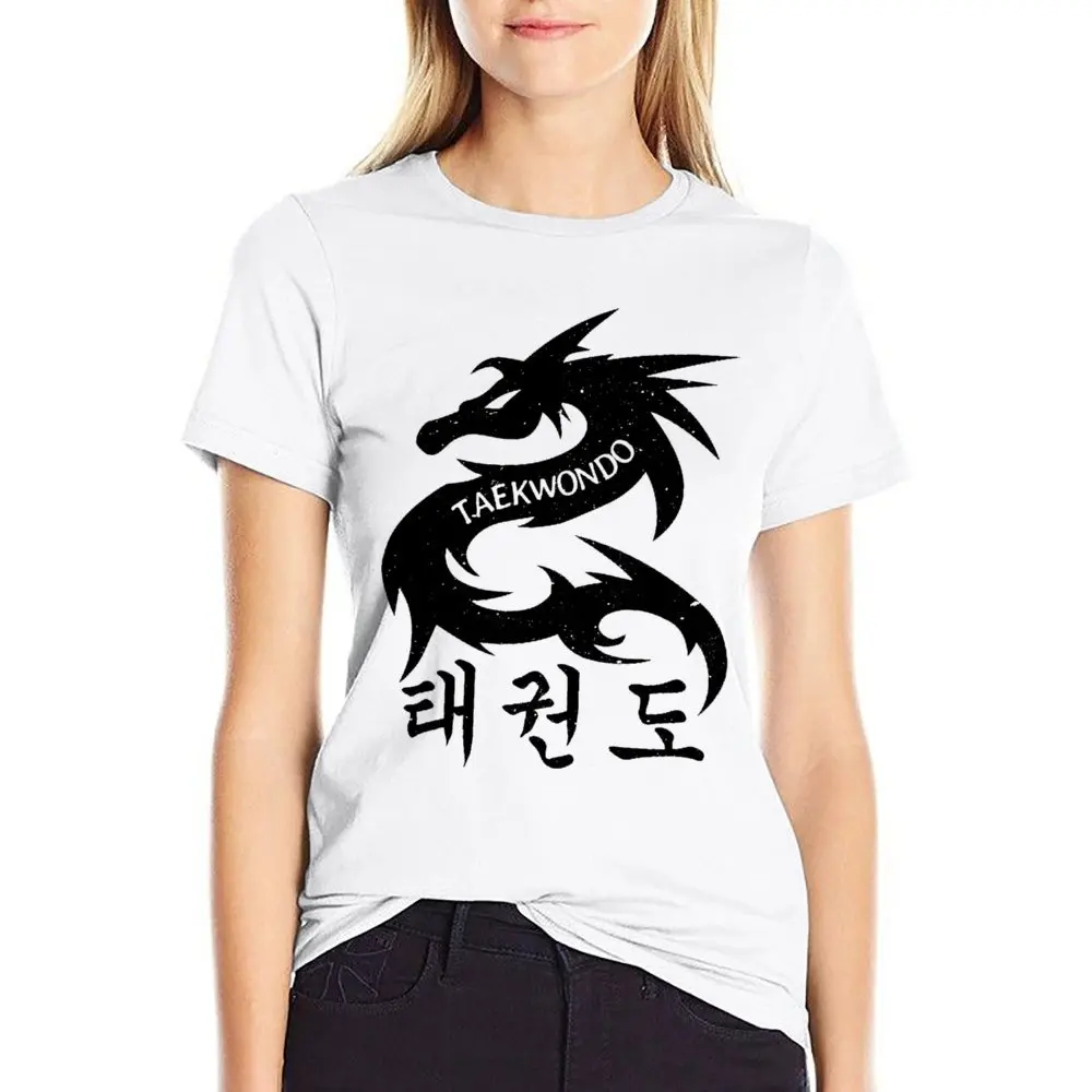 Martial Arts Dragon With Korean Symbols Distressed Fresh T-shirt Movement T-shirts Graphic Funny Home