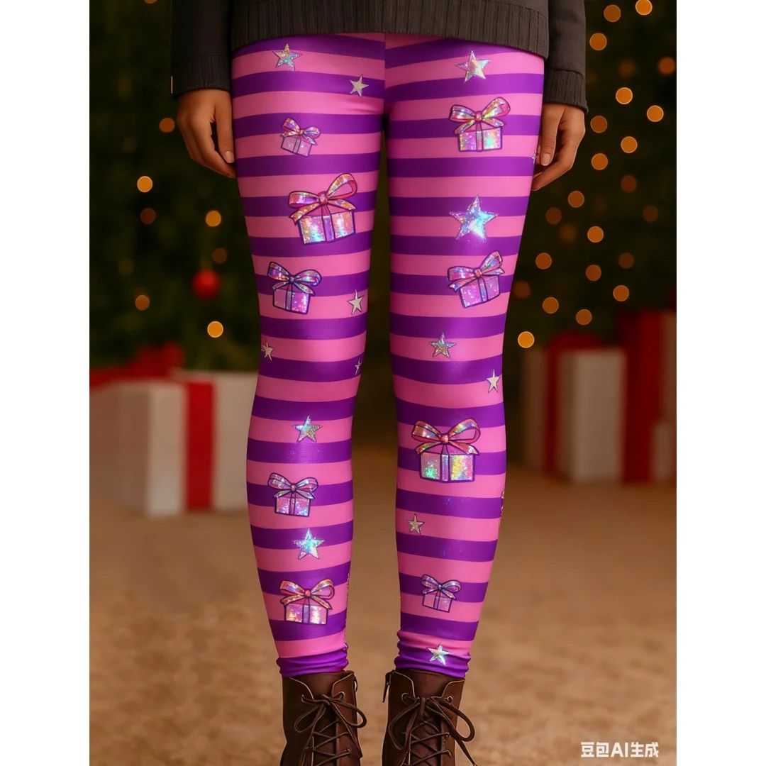 

women's trouser Christmas Atmosphere Xmas Trousers Elastic yoga pant Elastic Waist Autumn Winter clothes for woman legging femme