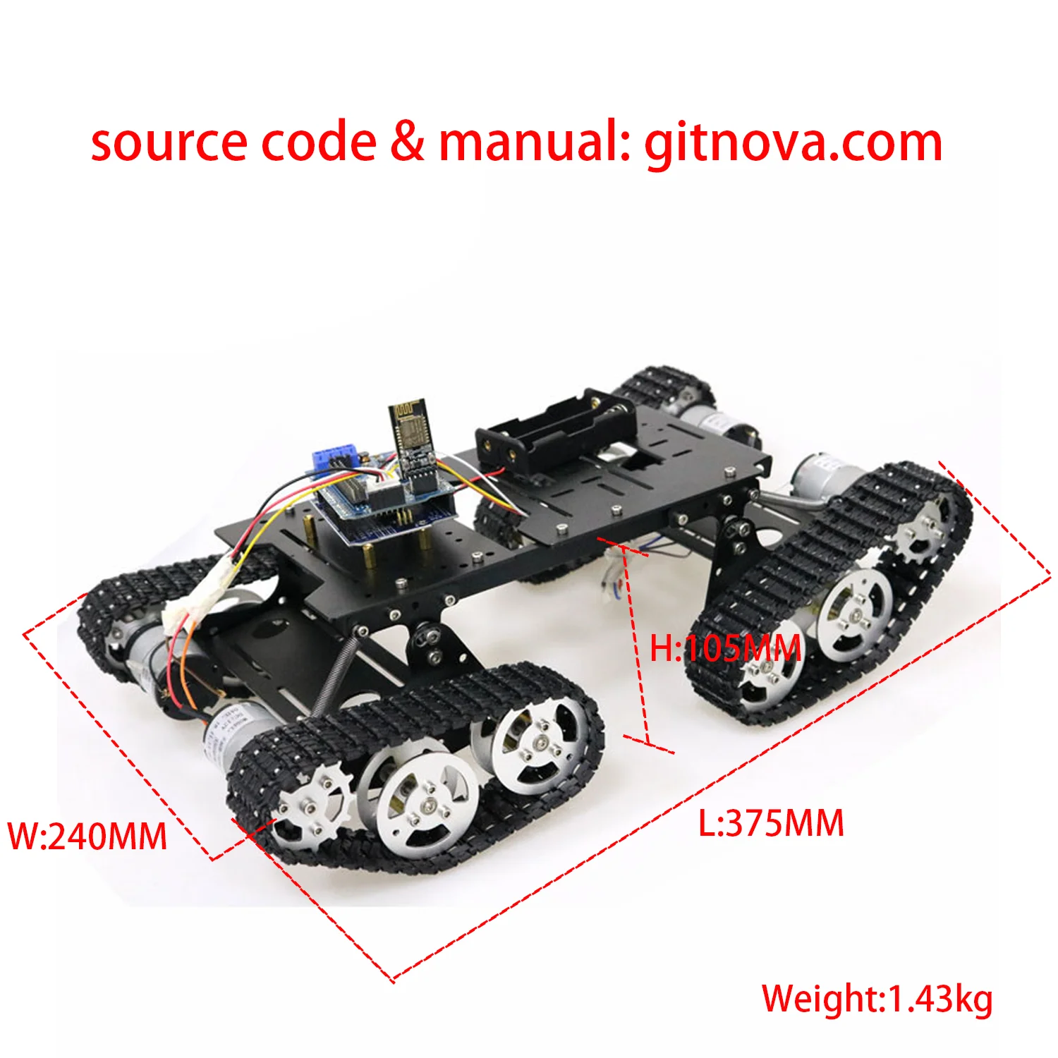 WiFi/Bluetooth/PS2 Control RC 4wd Robot Tank Chassis Kit with Control+ Motor Driver Board for Arduino DIY Robot Tank Chassis