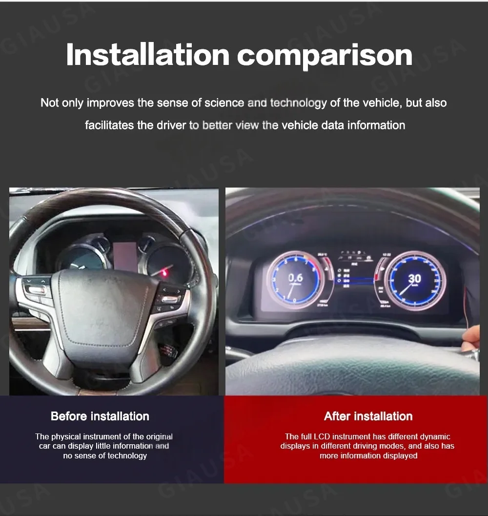 Speedometer Cluster Carplay Virtual Cockpit Instrument Cluster Car LCD Digital Dashboard For Toyota Prado 120 2004 2005-2009 GPS