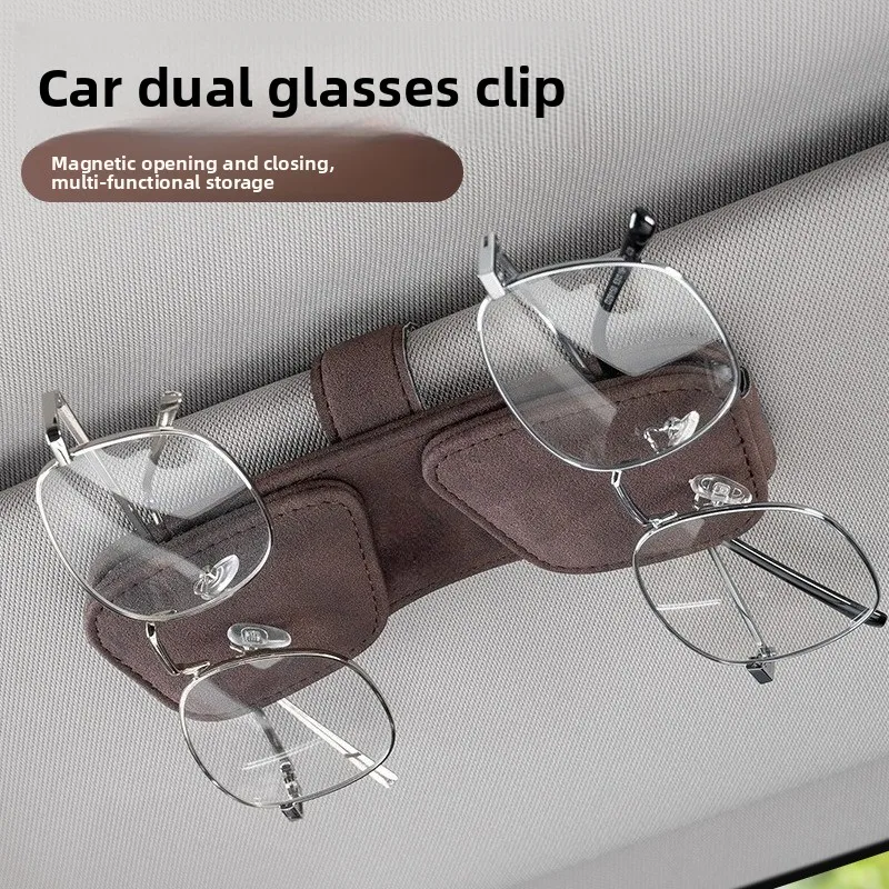 Car Sunglasses Clip Visor Multifunctional No Installation Damage Holder for Cards Notes Glasses Case Creative Organizer