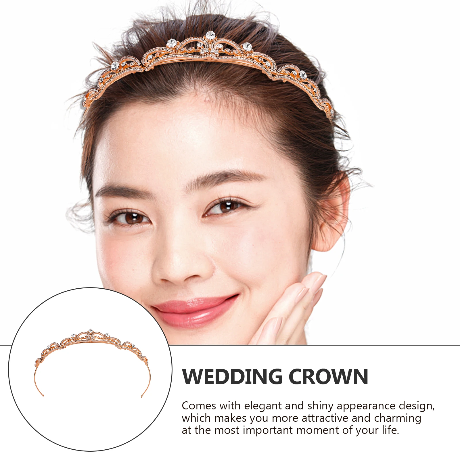 

Crown Tiara Dress Headdress Prop Rose Gold Alloy Durable Comfort Elegant Long Life For Wedding Wedding Crown Party