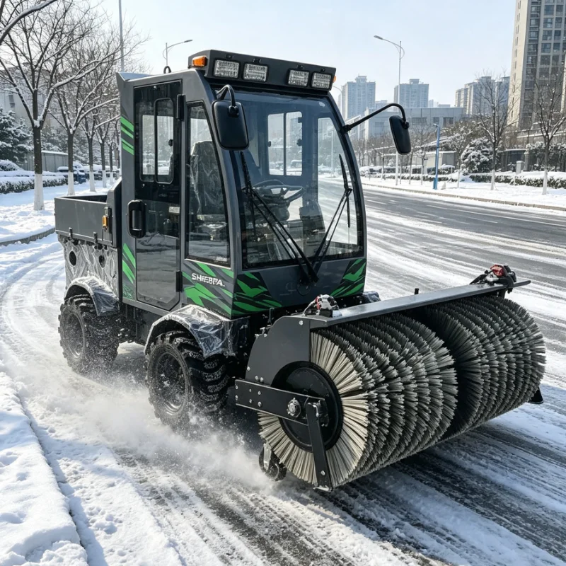 Municipal Plaza Snow Sweeper Rotating Brush Ride On Machine Outdoor Public Area Winter Snow Cleaner