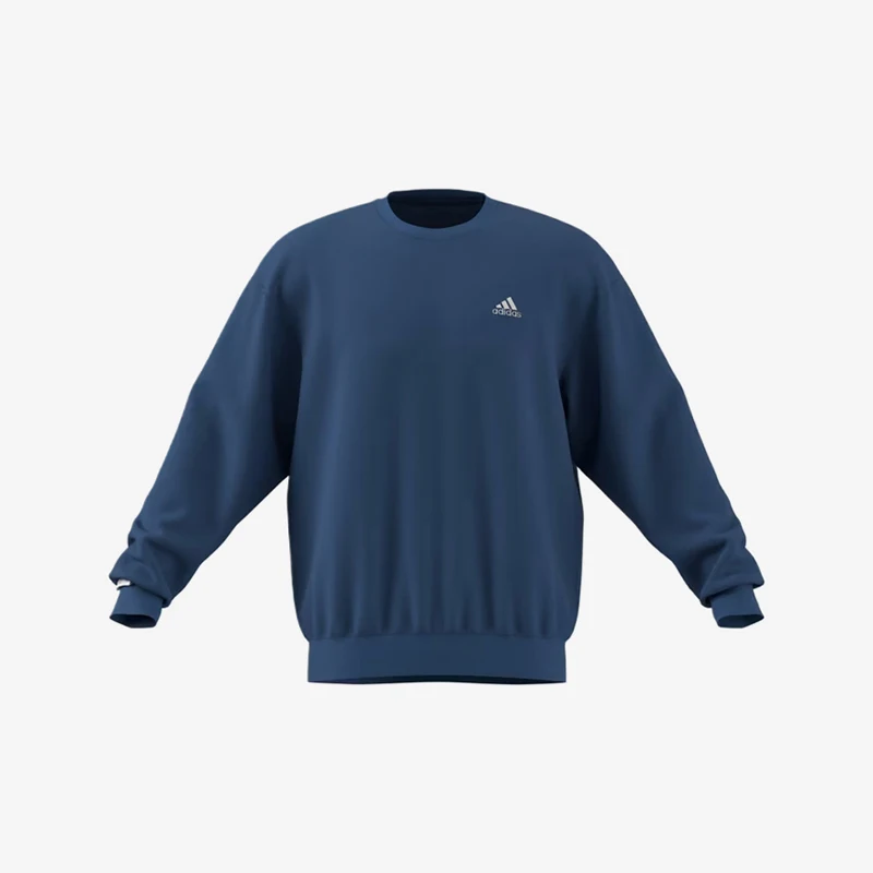 Adidas Genuine Ribbed Solid Color Long Sleeve Sweatshirt New Women's Blue Sweatshirt KT2528