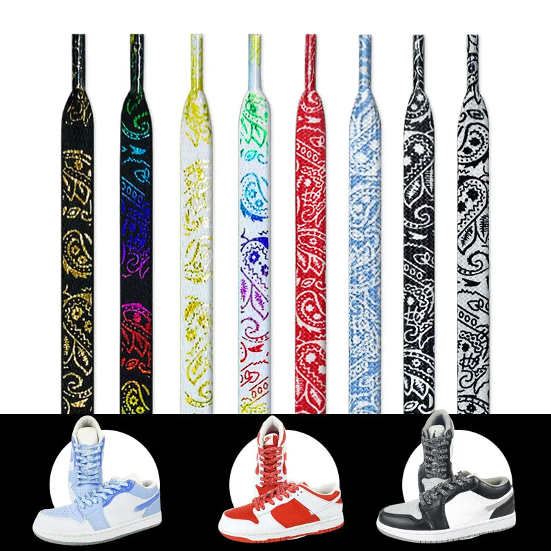NEW 1Pair Gilding Flat Shoelaces Sneakers laces for shoes Hand-painted Sports Casual Basketball Tennis Shoelace length 120/140CM image 4