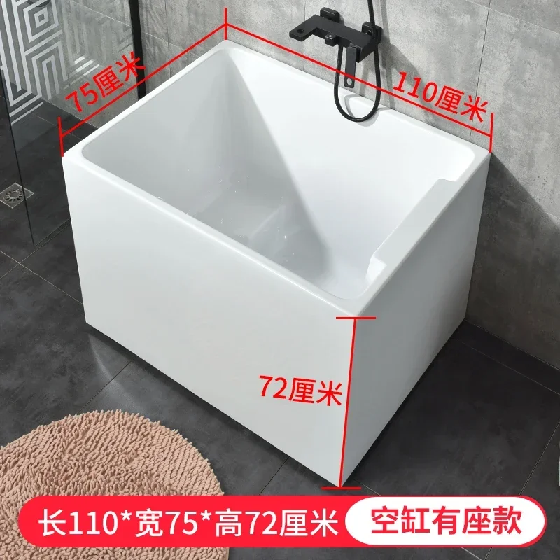 Factory Direct 2026 Free-standing small apartment bathtub Mini Japanese-style deepened acrylic sitting bath tank Adult household