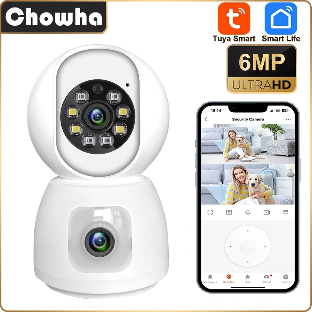 Tuya 2K Dual Lens WiFi Camera Indoor Wireless Security Surveillance Camera Smart Home Auto Tracking Baby Monitor CCTV IP Camera