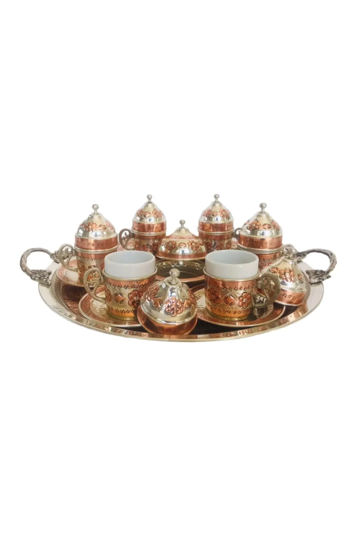 DOLBOVI copper 6 person cup set flower patterned handmade espresso cup