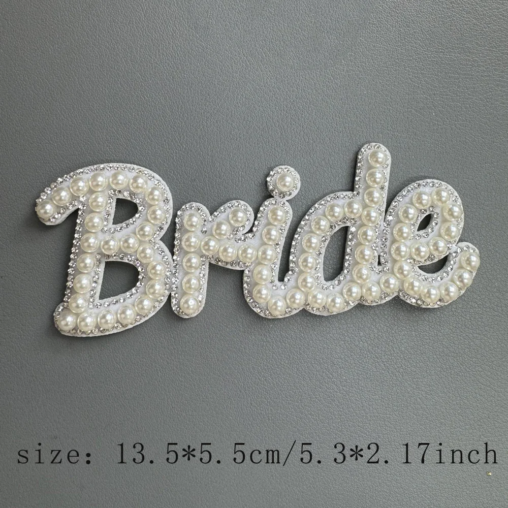 1 قطعة العروس السيدة رسالة اللؤلؤ مسار الحديد على التصحيح للملابس DIY بها بنفسك بقع المطرزة على الملابس الخياطة التصحيح منصهر زين