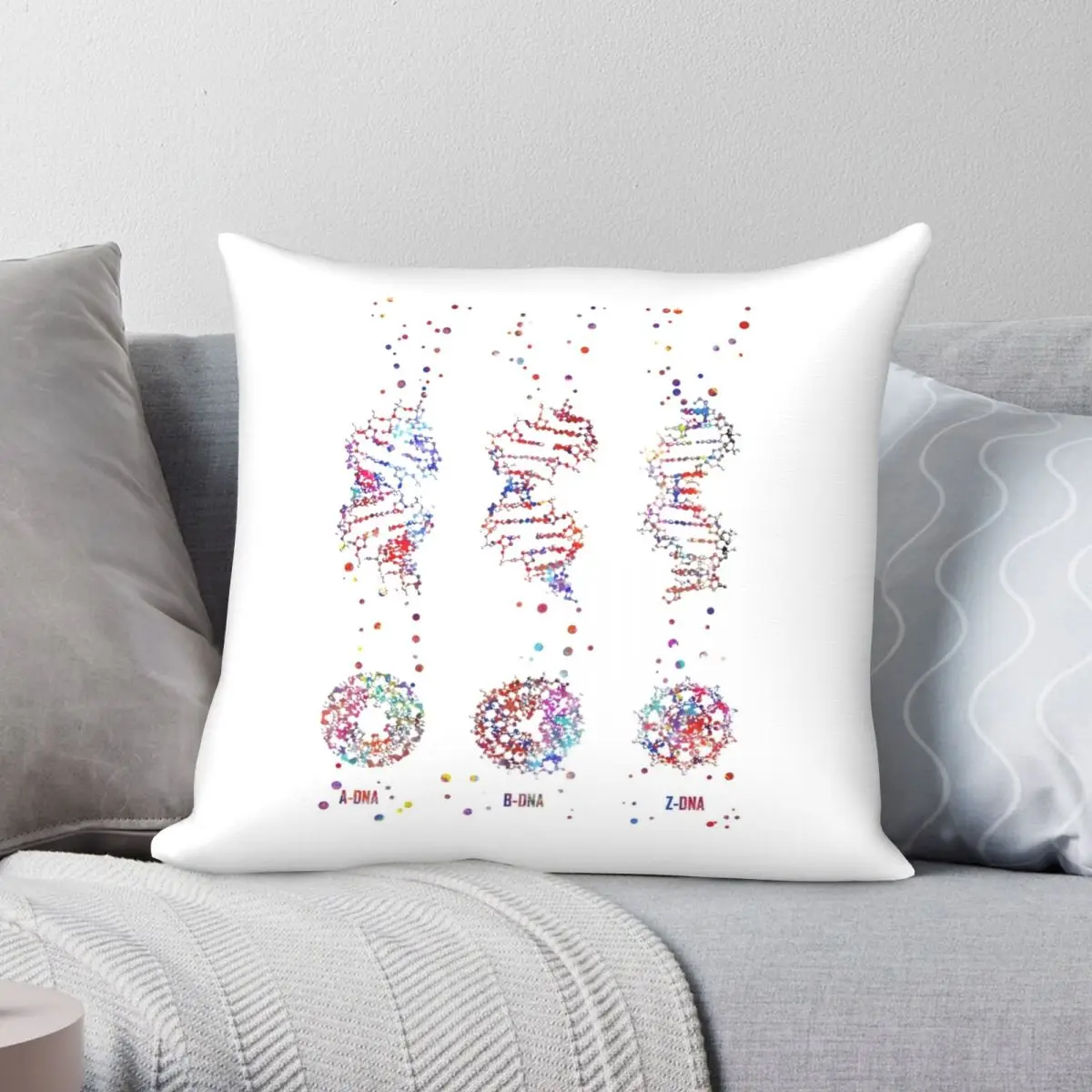 A-B-Z DNA DNA Molecule Square Pillowcase Polyester Linen Velvet Printed Zip Decor Room Cushion Cover 18