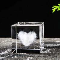 Cloud Cube Table Top Decor Cloud Cube Crystal 3D Love Heart Aesthetic Resin Statues Home Decor Collectibles Art Figurines