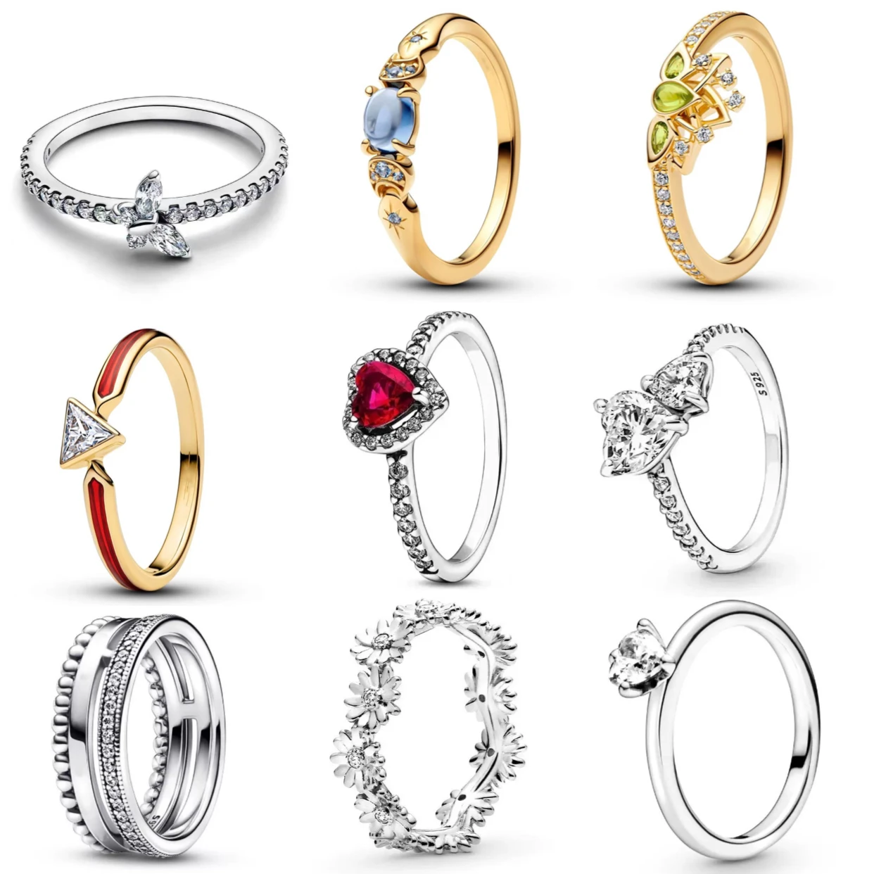 

Real Sterling Silver 925 Fit Original Fashion Disney Mickey Women's Ring Original Valentine's Day Jewelry Gift charm Rings