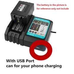 Li-ion Battery Charger 3A Charging Current for Makita 14.4V 18V BL1840 BL1830 BL1815 Bl1430 BL1415  DC18RC DC18RA with USB port