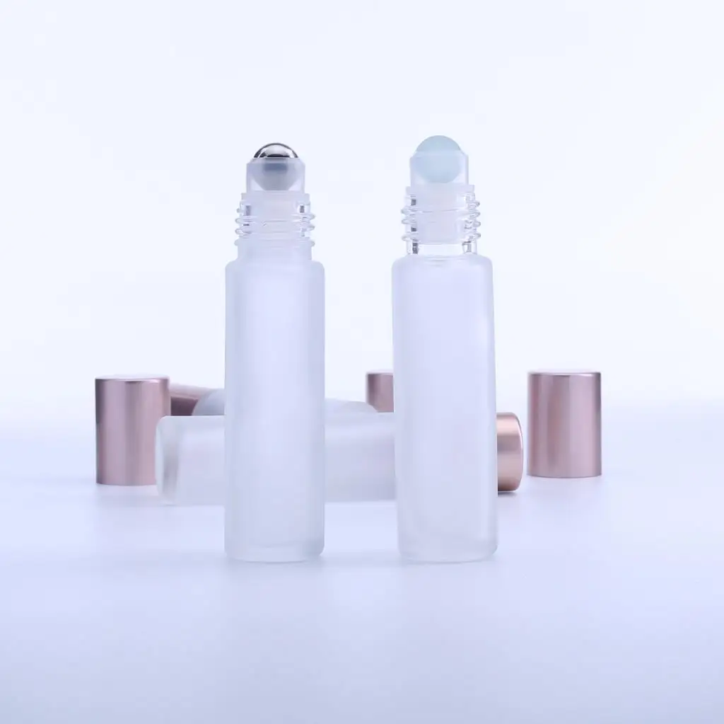 10ml Clear Frosted Thick Glass Roll On Essential Oil Empty Perfume Bottle Roller Ball Bottles For Travel 500PCS/lot