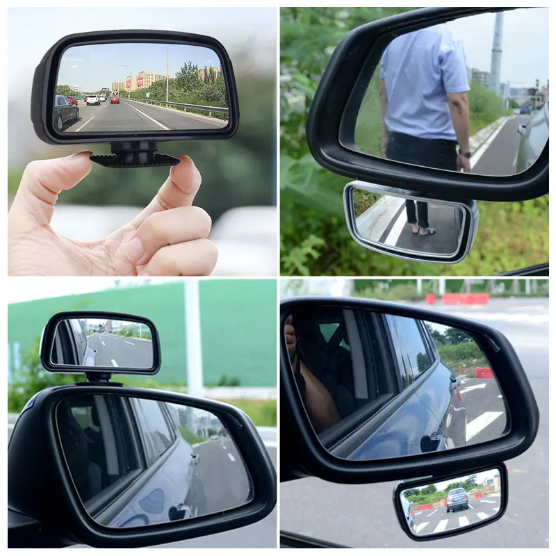 SEAMETAL 360-Degree Rotation Safety Convex Mirror Wide Angle Self-Adhesive Car Blind Spot Mirror Auto Auxiliary Rear View Mirror