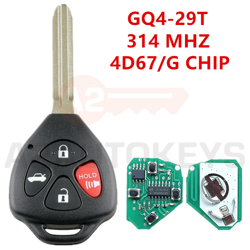 

A2AUTOKEYS GQ4-29T 4 Buttons 314 MHZ 4D67 / G Chip Control Car Remote Smart Key For Toyota Corolla Matrix 2008-2010 Pontiac Vibe