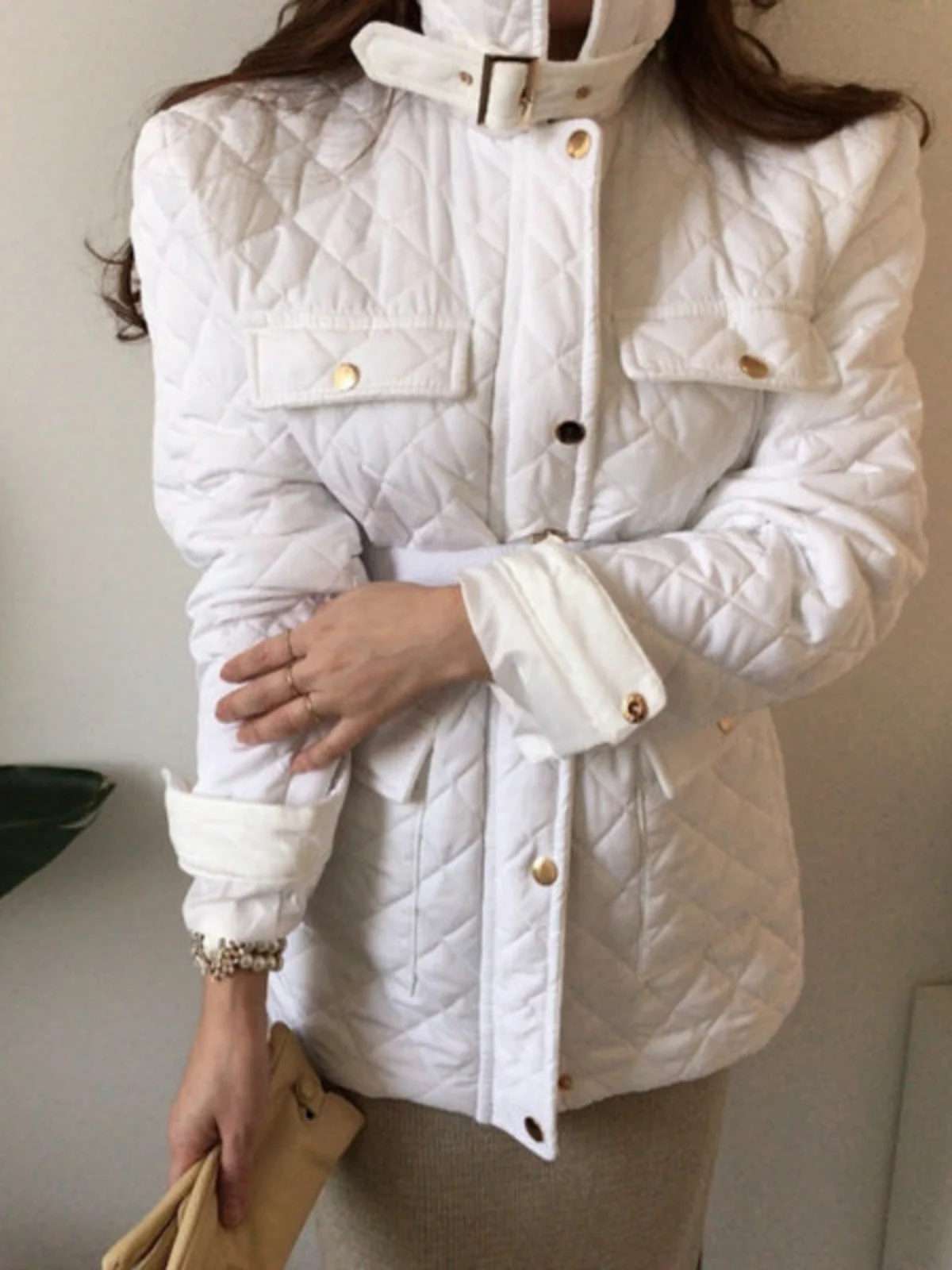 

Pure Color Winter Jaet Long Sve Slim Fit Стеганое пальто с воротником-стойкой Busin Повседневная женская хлопковая верхняя одежда